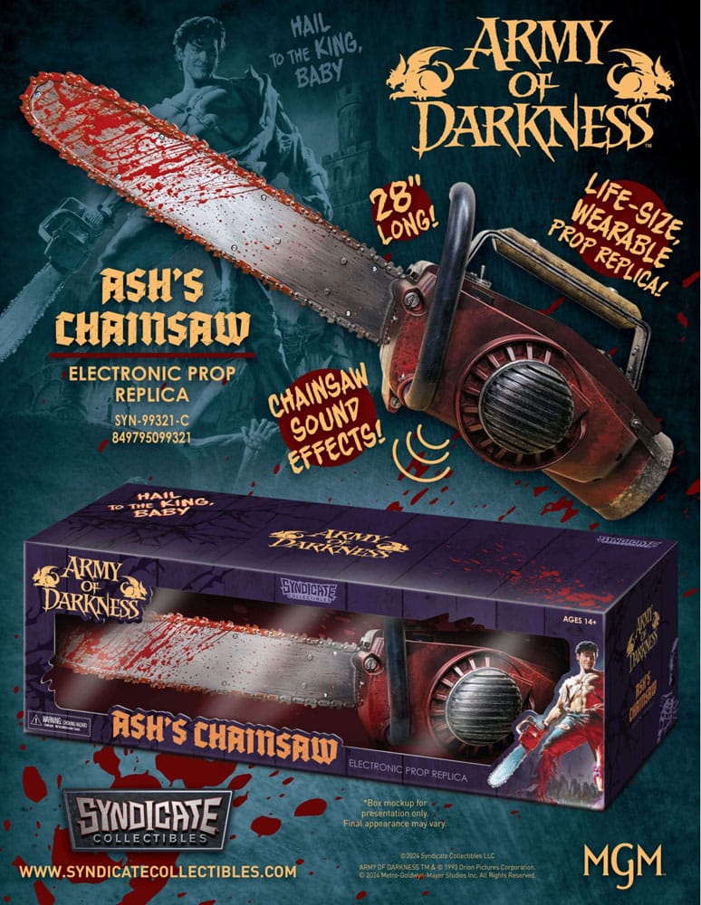 Pre-Order: Evil Dead Army of Darkness - Ash's Kettensäge 71cm Prop Replik 1/1 Syndicate Collectibles 2024