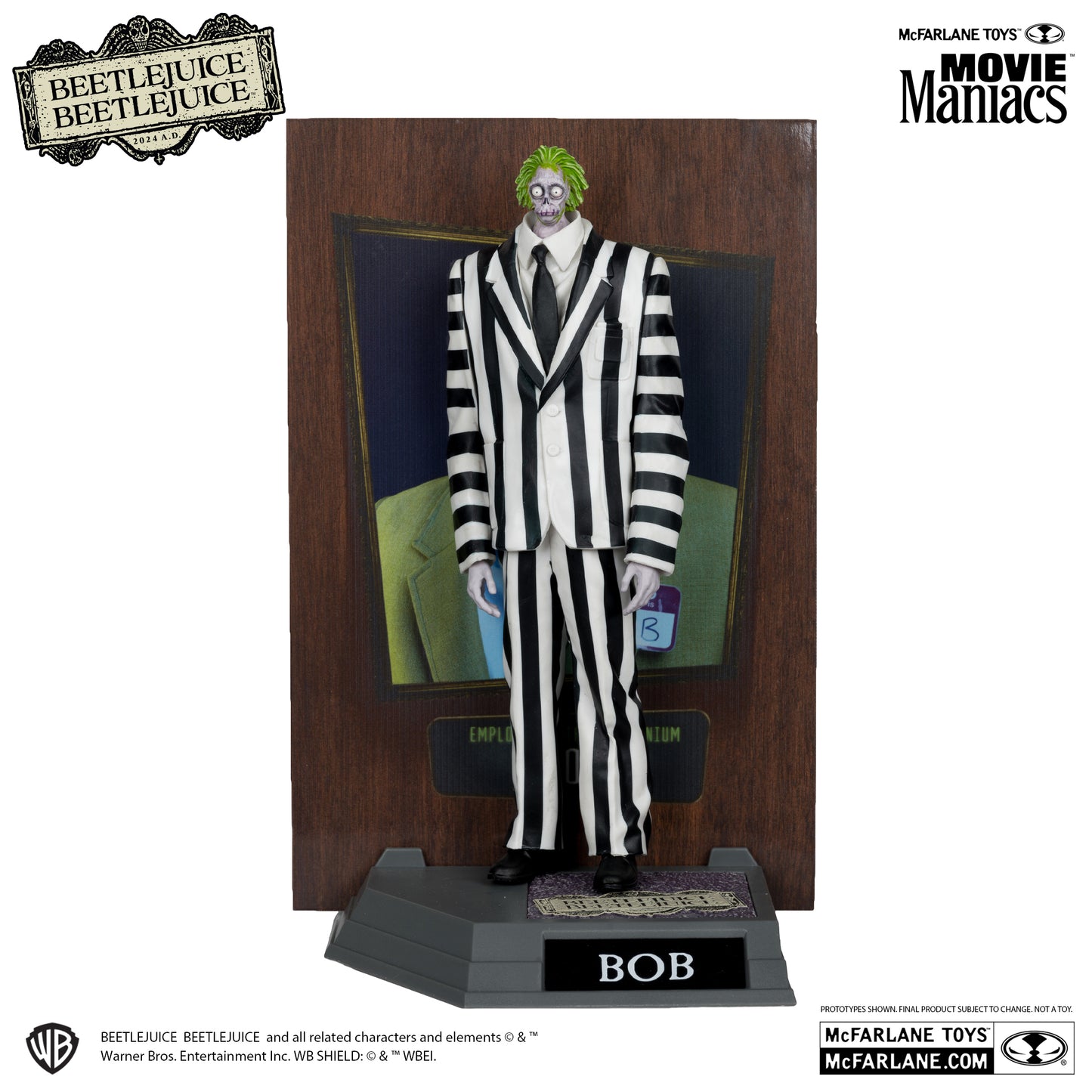 Movie Maniacs: Beetlejuice Beetlejuice - Bob the Shrinker (Striped Suit) Platinum Edition *Chase* PVC Statue 16cm McFarlane 2025