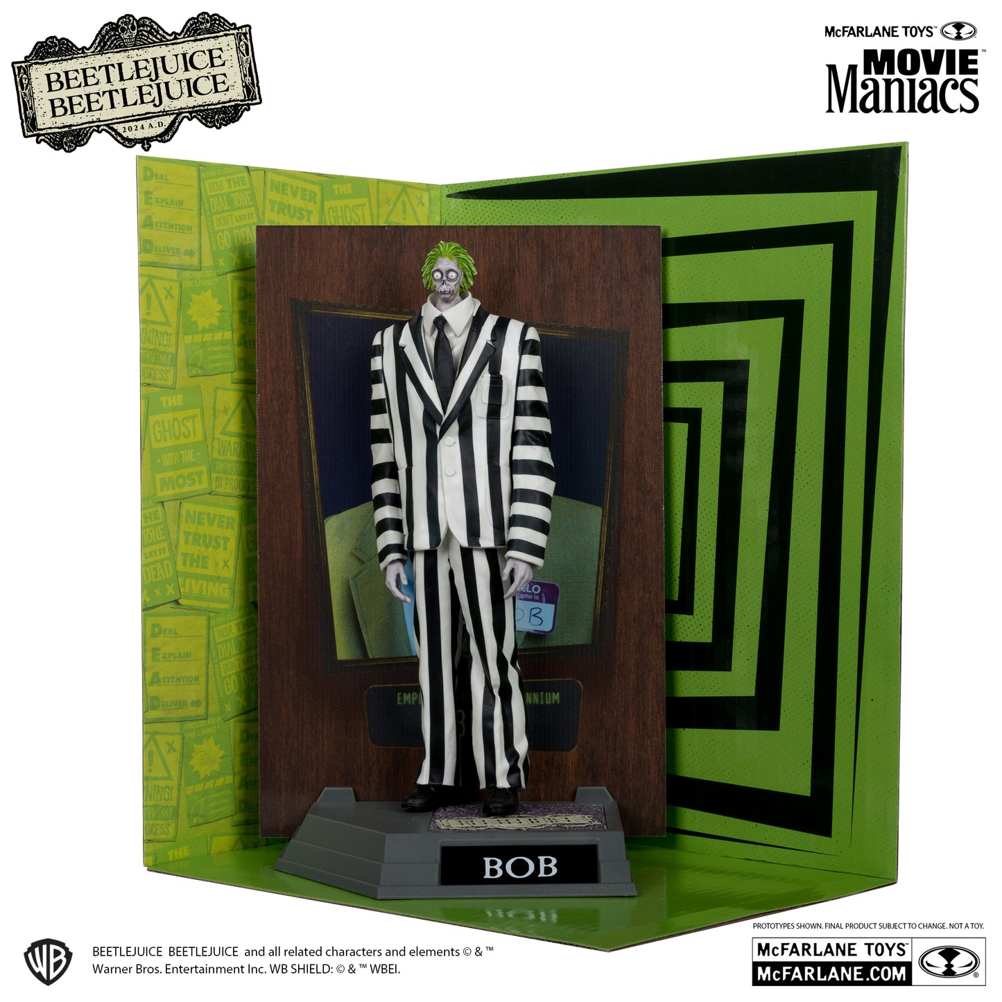 Movie Maniacs: Beetlejuice Beetlejuice - Bob the Shrinker (Striped Suit) Platinum Edition *Chase* PVC Statue 16cm McFarlane 2025