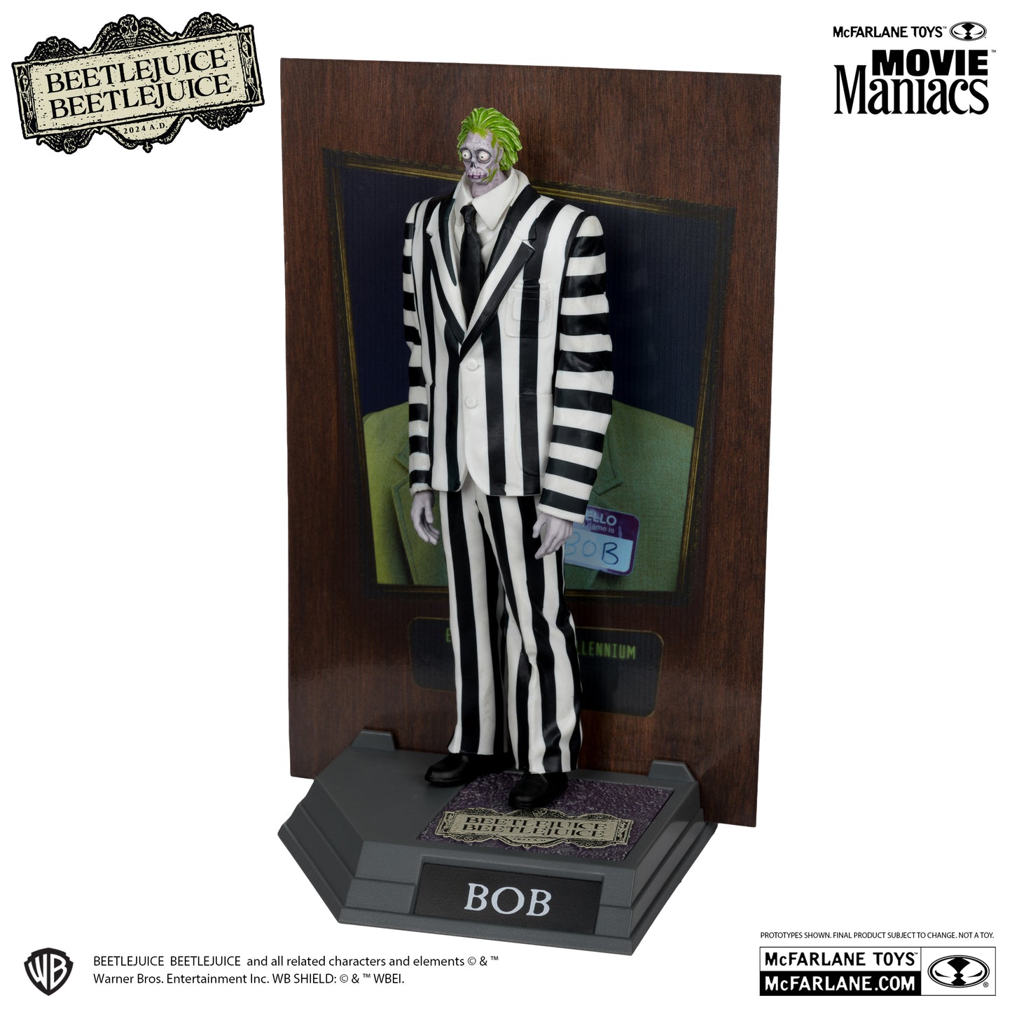 Movie Maniacs: Beetlejuice Beetlejuice - Bob the Shrinker (Striped Suit) Platinum Edition *Chase* PVC Statue 16cm McFarlane 2025