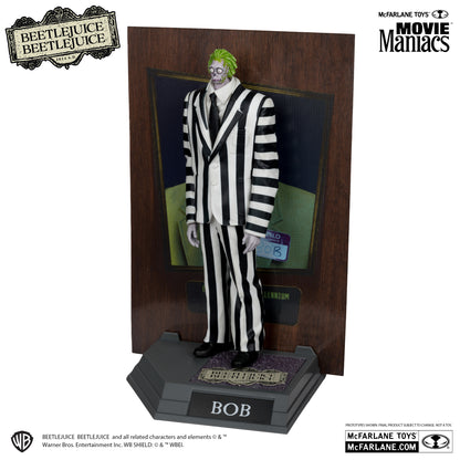 Movie Maniacs: Beetlejuice Beetlejuice - Bob the Shrinker (Striped Suit) Platinum Edition *Chase* PVC Statue 16cm McFarlane 2025
