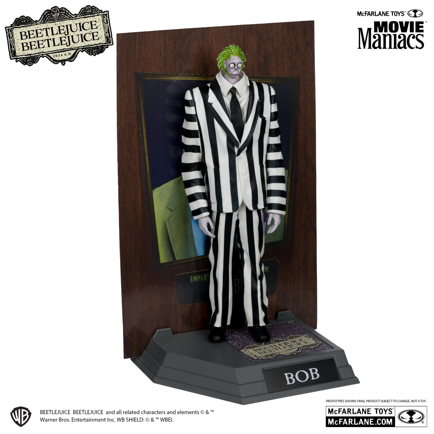 Movie Maniacs: Beetlejuice Beetlejuice - Bob the Shrinker (Striped Suit) Platinum Edition *Chase* PVC Statue 16cm McFarlane 2025