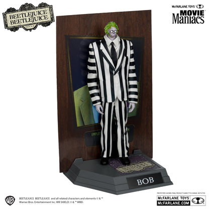Movie Maniacs: Beetlejuice Beetlejuice - Bob the Shrinker (Striped Suit) Platinum Edition *Chase* PVC Statue 16cm McFarlane 2025