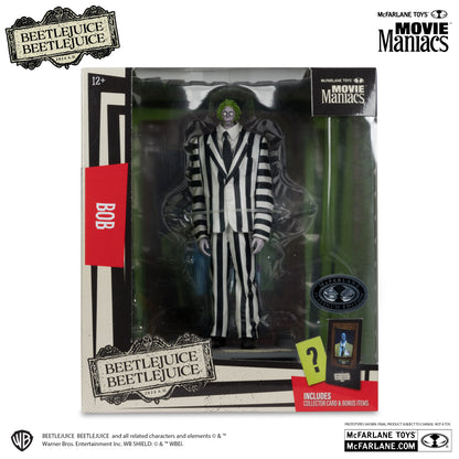 Movie Maniacs: Beetlejuice Beetlejuice - Bob the Shrinker (Striped Suit) Platinum Edition *Chase* PVC Statue 16cm McFarlane 2025
