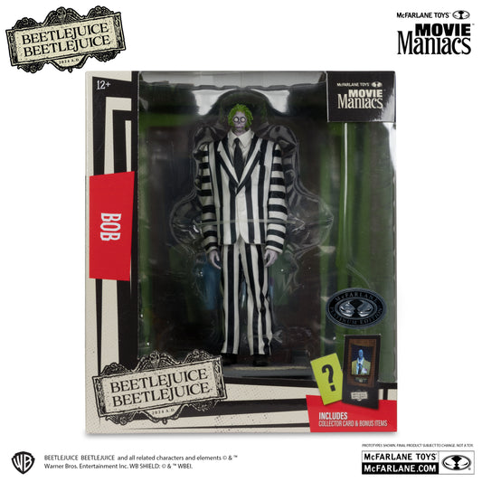 Movie Maniacs: Beetlejuice Beetlejuice - Bob the Shrinker (Striped Suit) Platinum Edition *Chase* PVC Statue 16cm McFarlane 2025