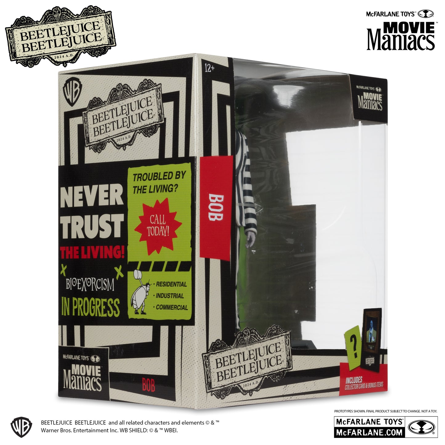 Movie Maniacs: Beetlejuice Beetlejuice - Bob the Shrinker (Striped Suit) Platinum Edition *Chase* PVC Statue 16cm McFarlane 2025