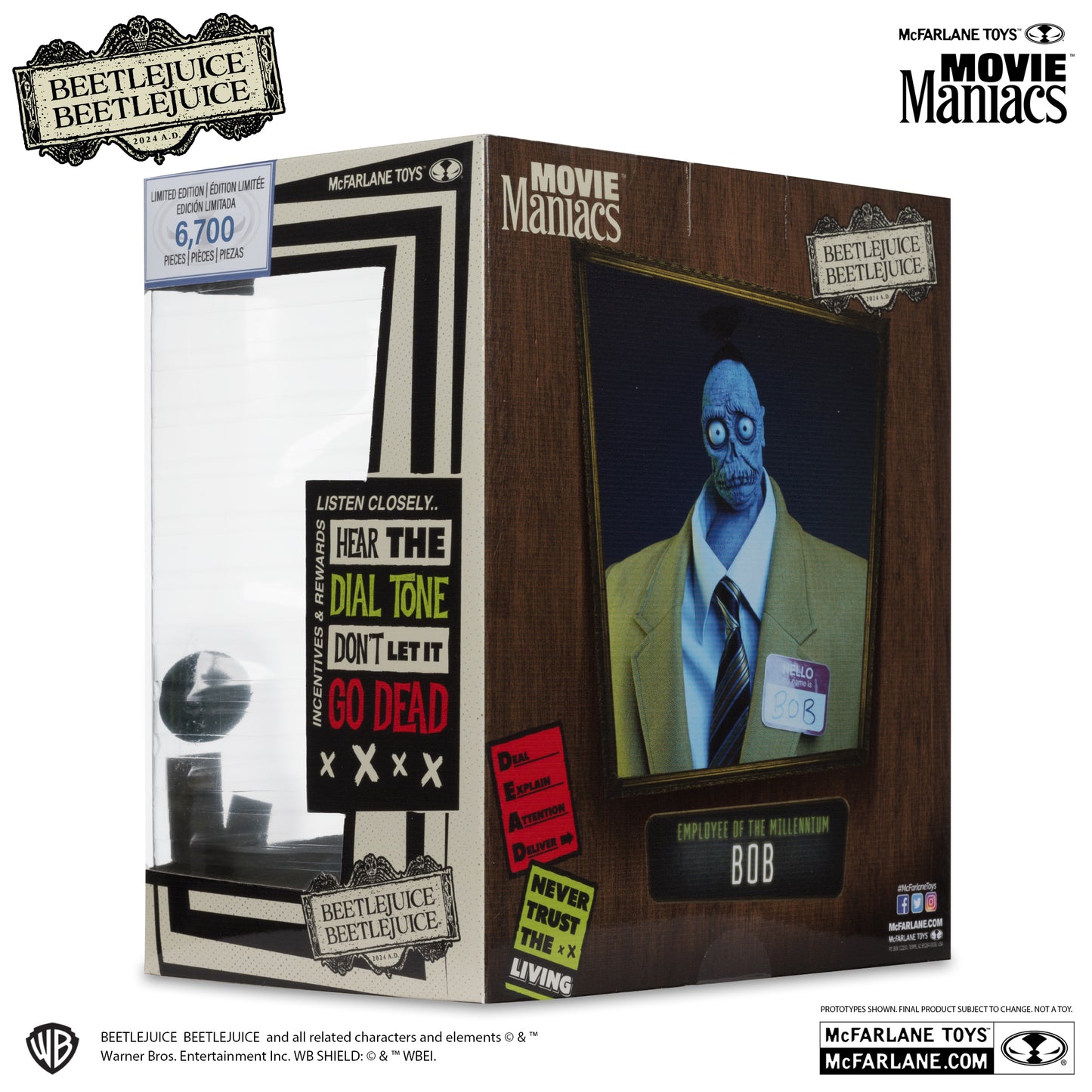 Movie Maniacs: Beetlejuice Beetlejuice - Bob the Shrinker (Striped Suit) Platinum Edition *Chase* PVC Statue 16cm McFarlane 2025