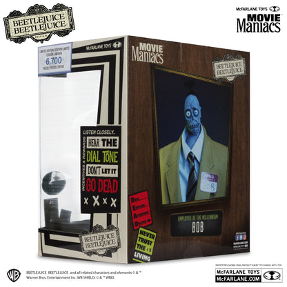 Movie Maniacs: Beetlejuice Beetlejuice - Bob the Shrinker (Striped Suit) Platinum Edition *Chase* PVC Statue 16cm McFarlane 2025