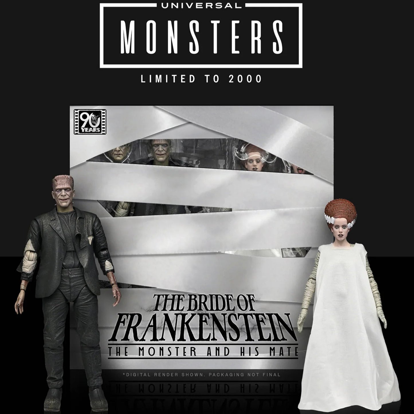 Pre-Order: Universal Monsters: The Bride of Frankenstein - The Monster & His Bride (90th Anniversary) Actionfiguren 2er-Pack 18cm NECA Exclusive 2025