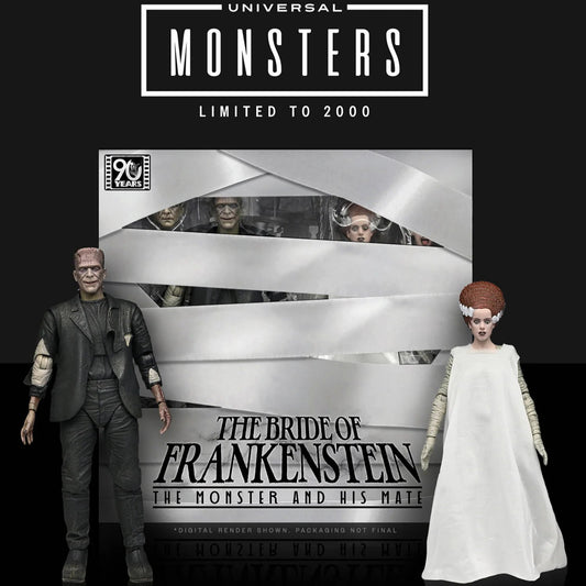 Pre-Order: Universal Monsters: The Bride of Frankenstein - The Monster & His Bride (90th Anniversary) Actionfiguren 2er-Pack 18cm NECA Exclusive 2025
