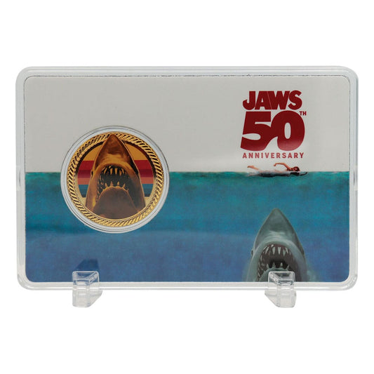Pre-Order: Jaws - Der weiße Hai Sammelmünze (50th Anniversary) 24k Gold Plated Limited Edition FaNaTtik Collectibles