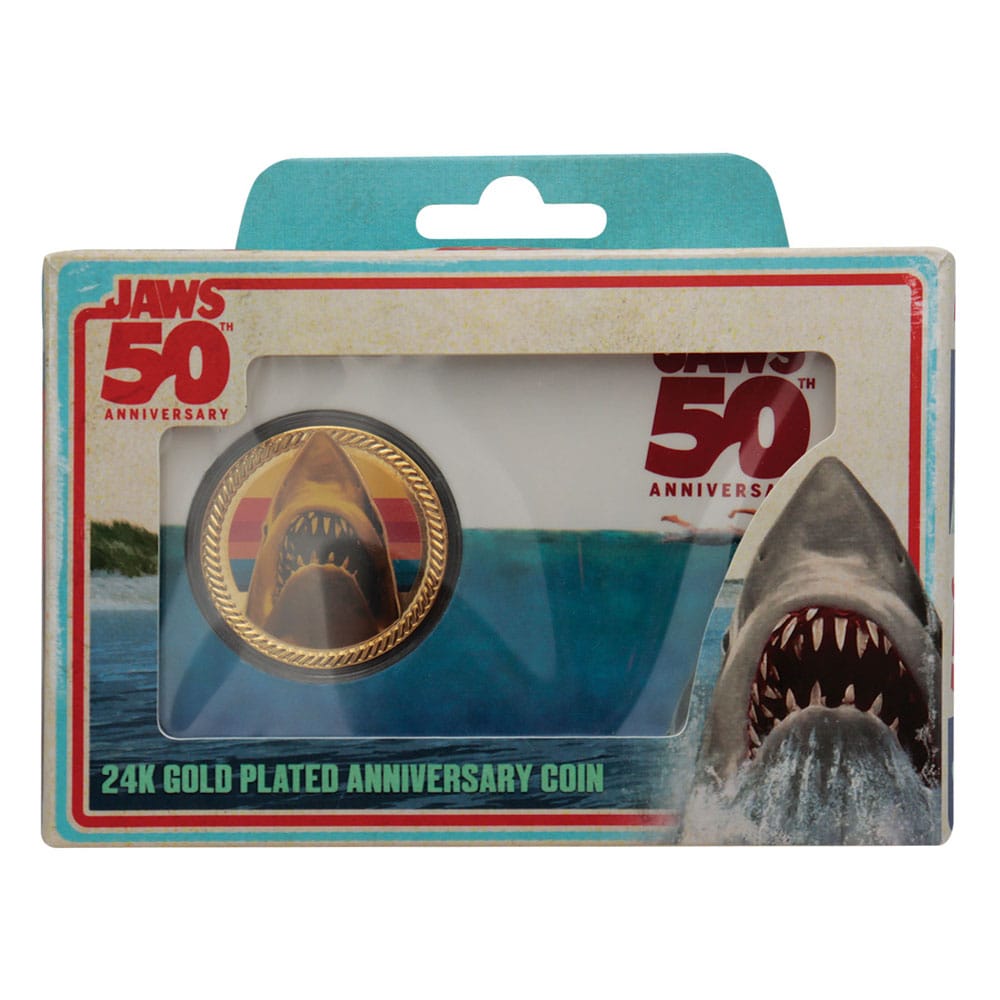 Pre-Order: Jaws - Der weiße Hai Sammelmünze (50th Anniversary) 24k Gold Plated Limited Edition FaNaTtik Collectibles