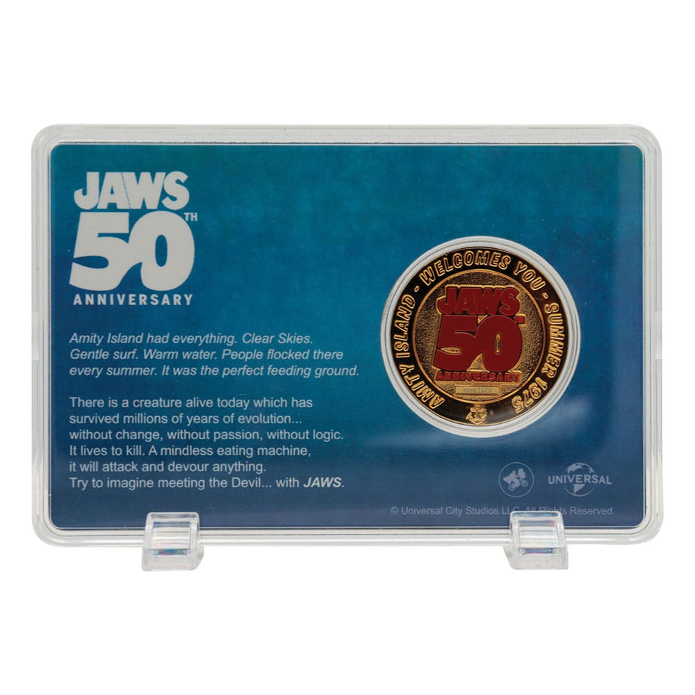 Pre-Order: Jaws - Der weiße Hai Sammelmünze (50th Anniversary) 24k Gold Plated Limited Edition FaNaTtik Collectibles