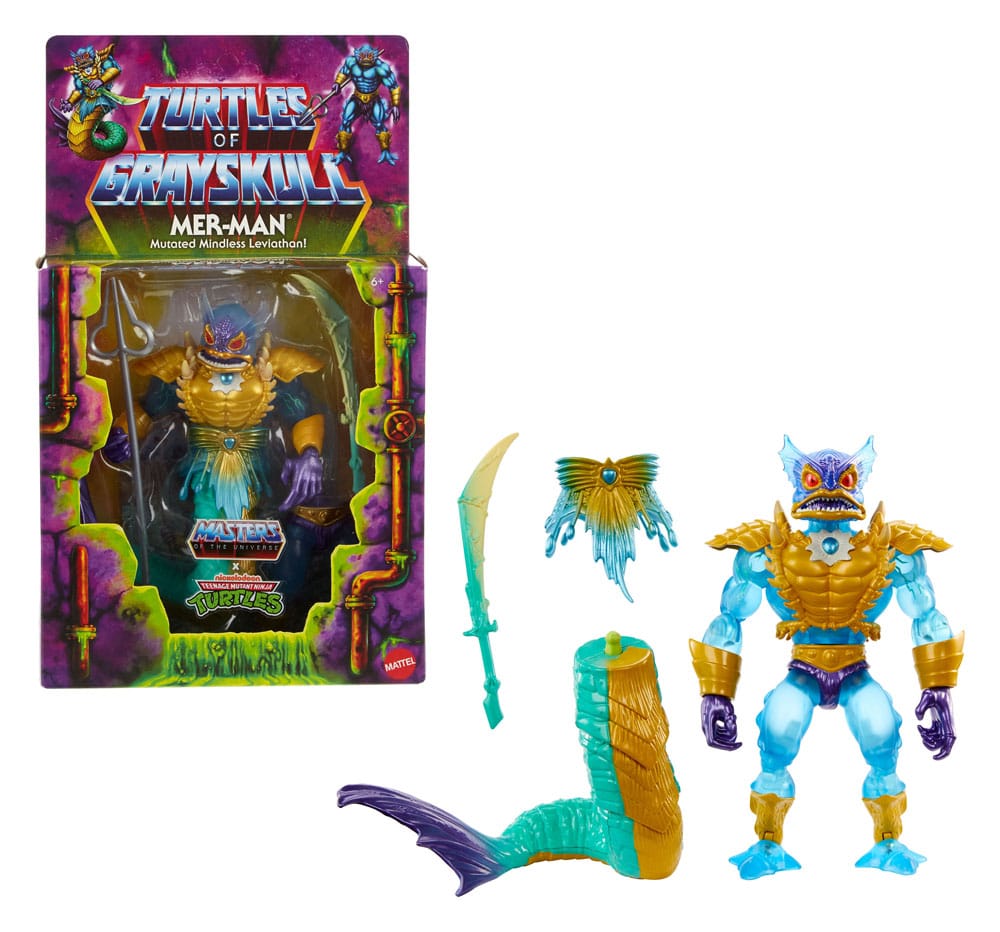 MOTU x TMNT: Turtles of Grayskull - Mer-Man Actionfigur 14cm Mattel 2024