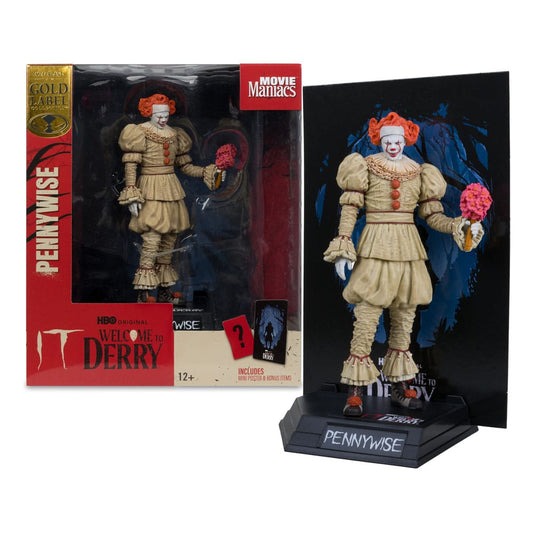 Pre-Order: Movie Maniacs: It - Welcome to Derry - Pennywise (Flashback) PVC Statue (Gold Label) 16cm McFarlane 2025