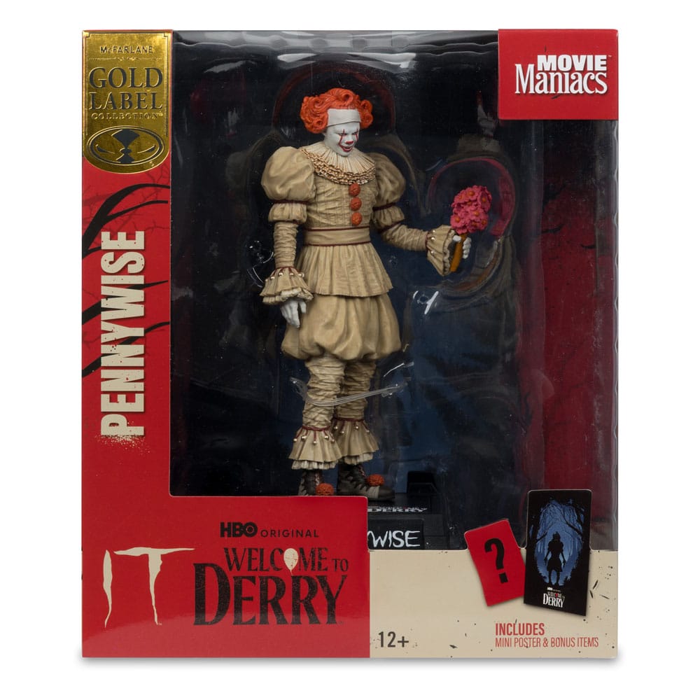 Pre-Order: Movie Maniacs: It - Welcome to Derry - Pennywise (Flashback) PVC Statue (Gold Label) 16cm McFarlane 2025