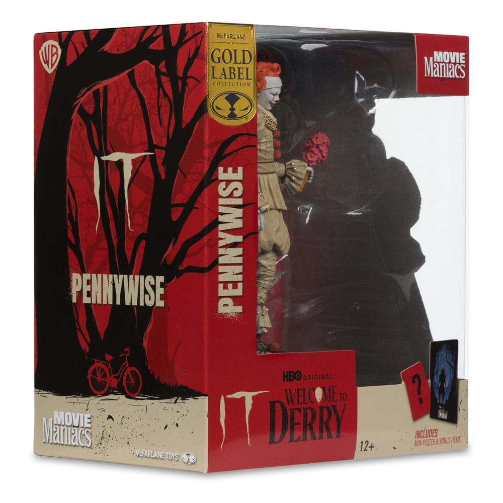 Pre-Order: Movie Maniacs: It - Welcome to Derry - Pennywise (Flashback) PVC Statue (Gold Label) 16cm McFarlane 2025